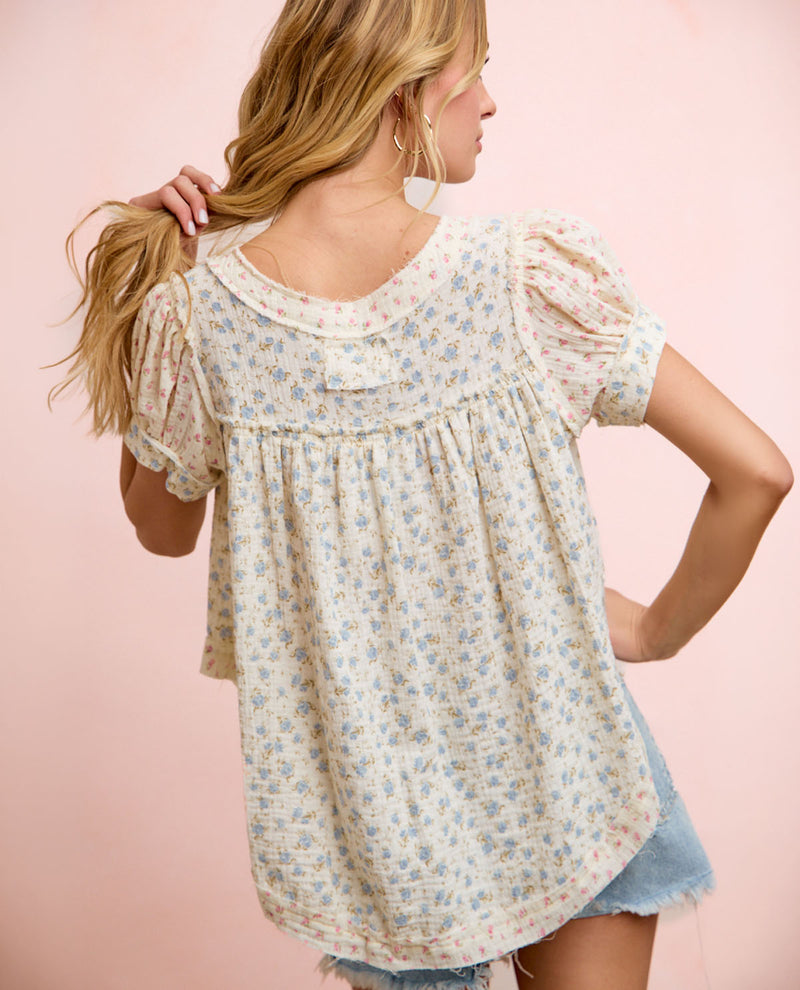 Bibi Floral Crinkle Top