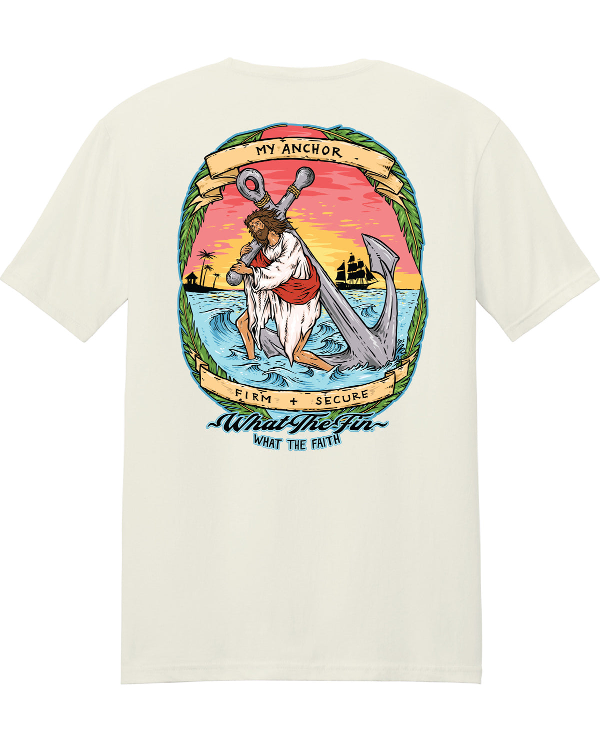 What The Fin Jesus Anchor Short Sleeve Tee Ivory
