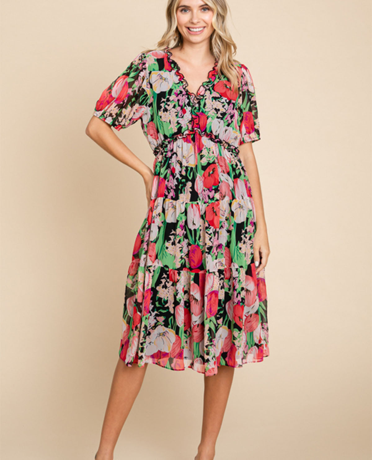 Loose Floral Print Tiered Dress – Hamrick's Shop