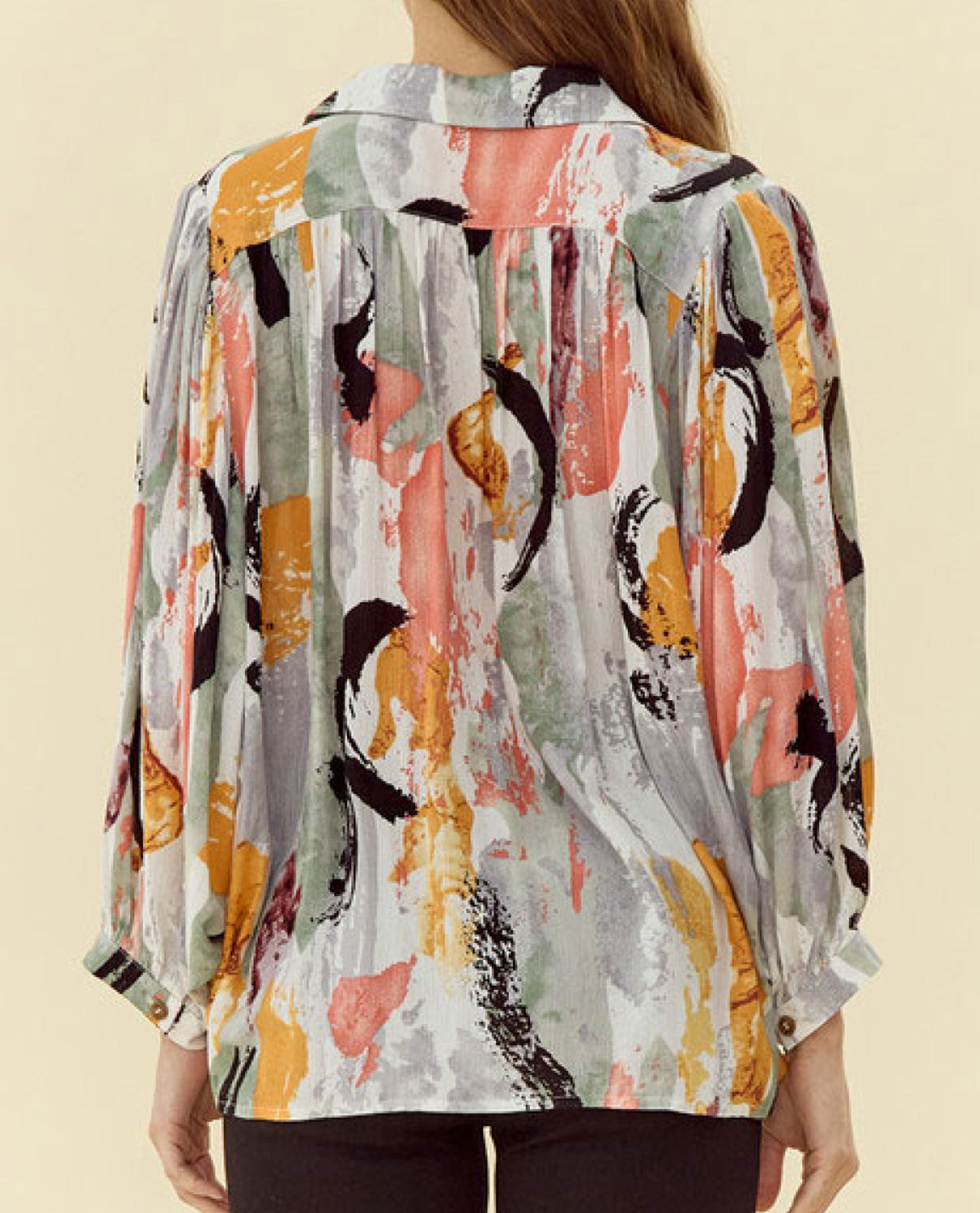 Abstract Print Long Sleeve Blouse