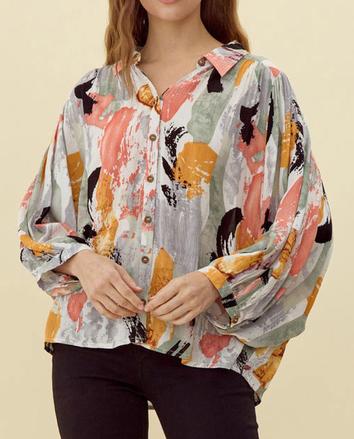 Plus Abstract Print Blouse