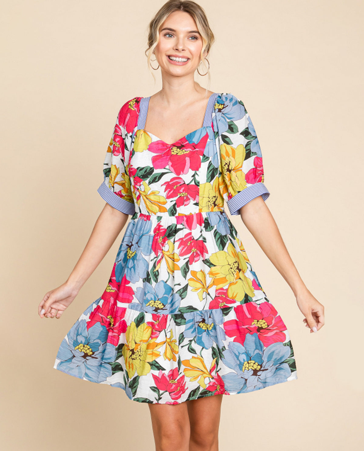 Multi Floral Tiered Dress