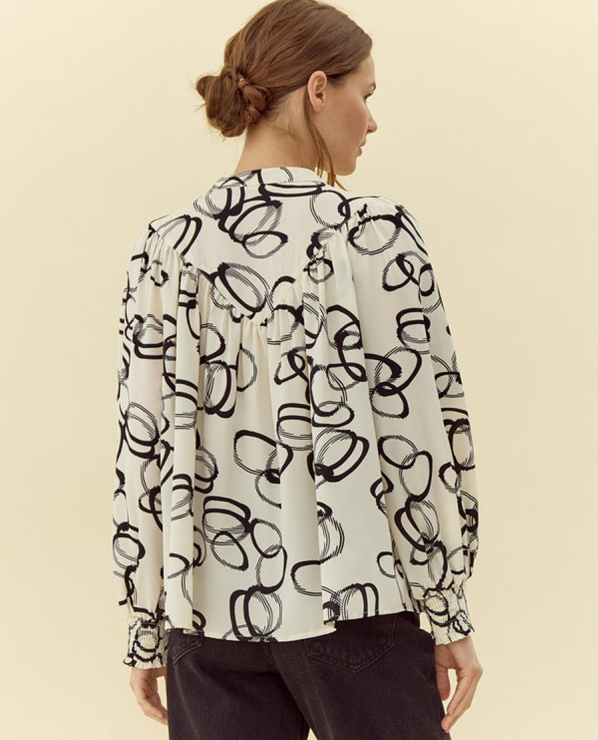 Dolman Sleeve Abstract Print Top