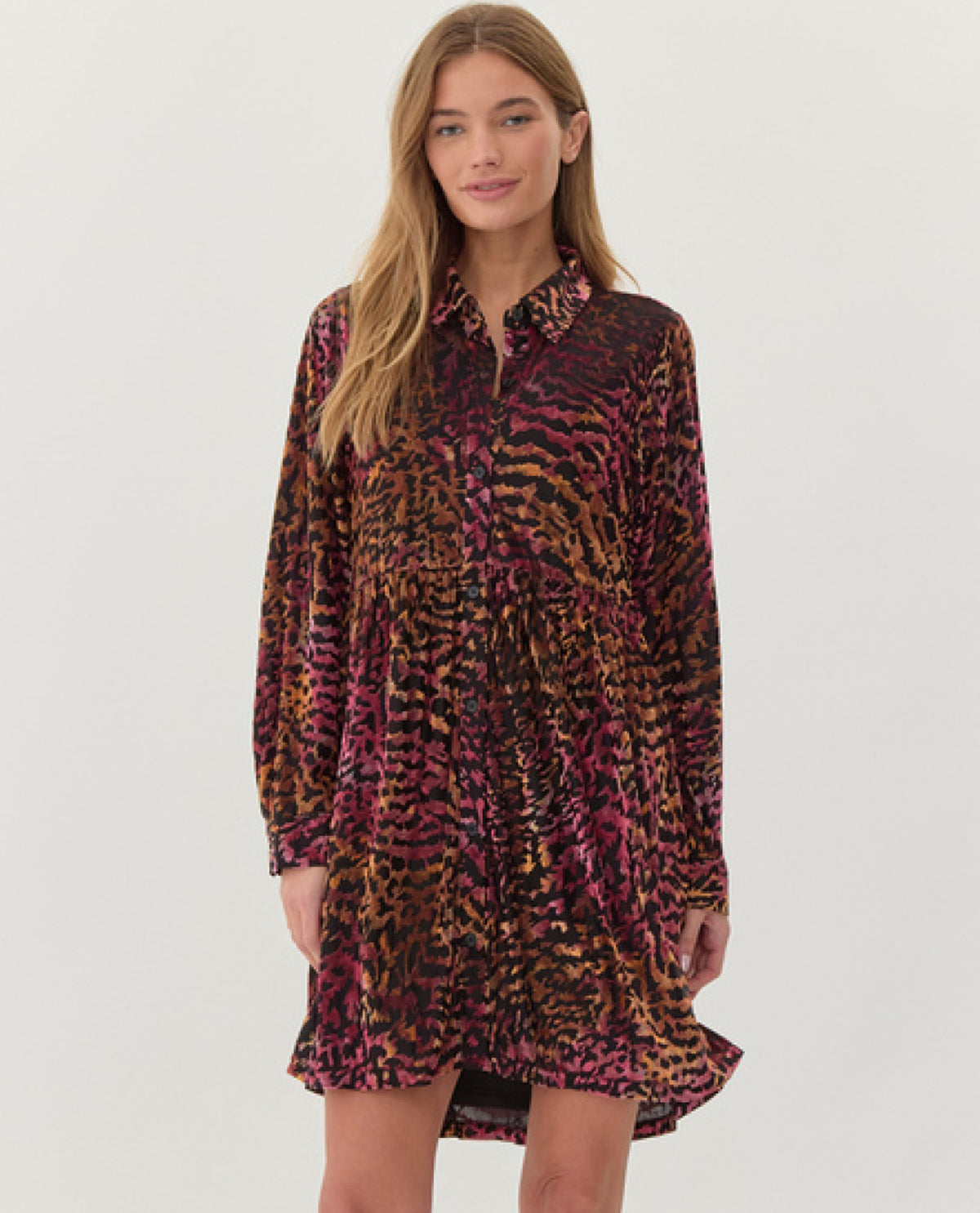 Abstract Animal Print Velvet Dress