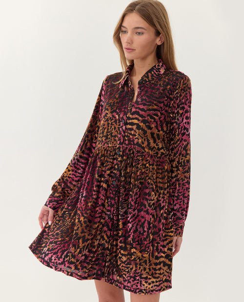 Abstract Animal Print Velvet Dress