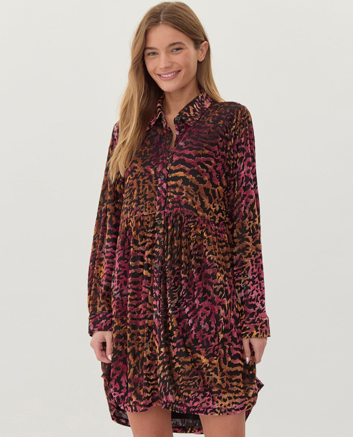 Abstract Animal Print Velvet Dress