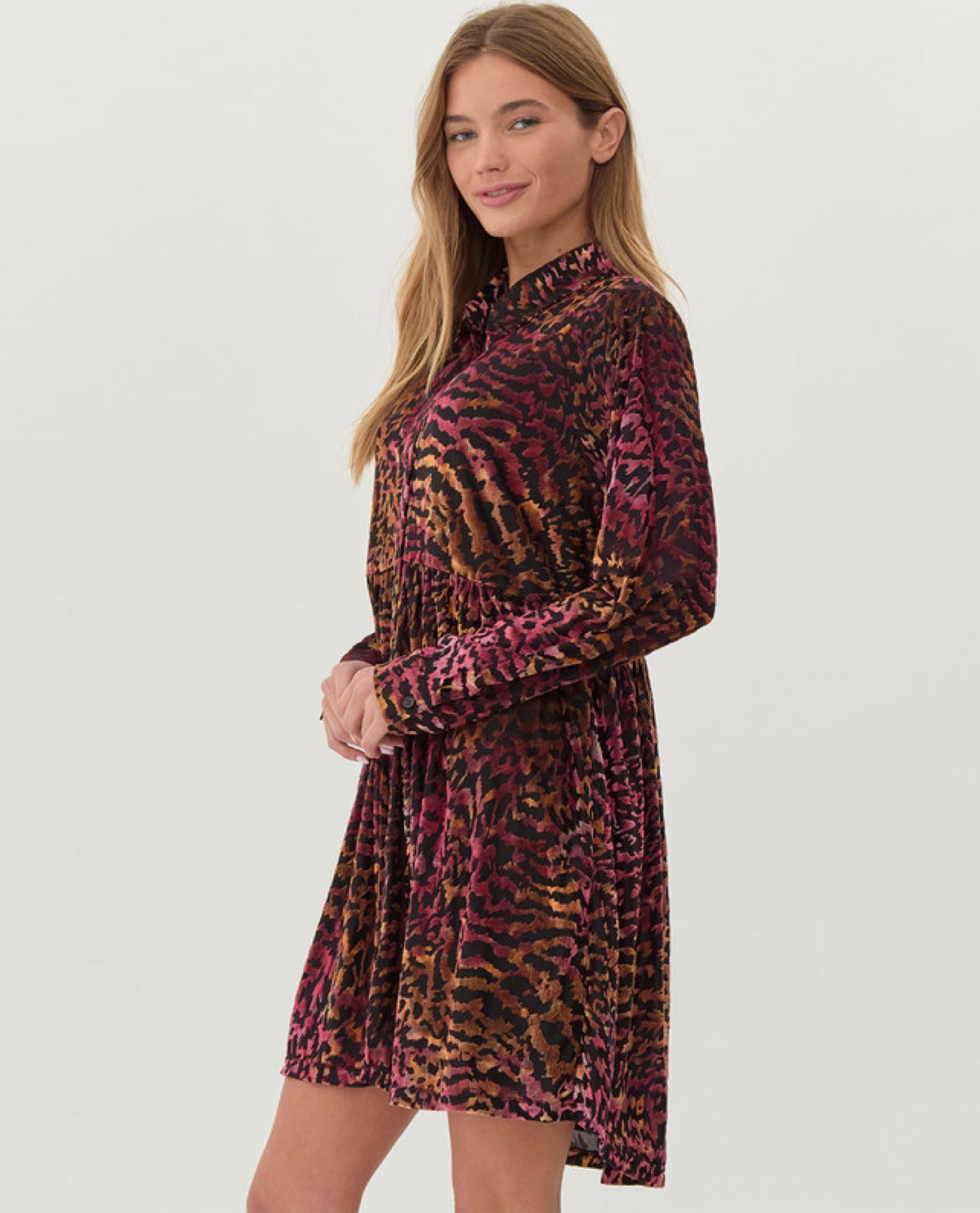 Abstract Animal Print Velvet Dress