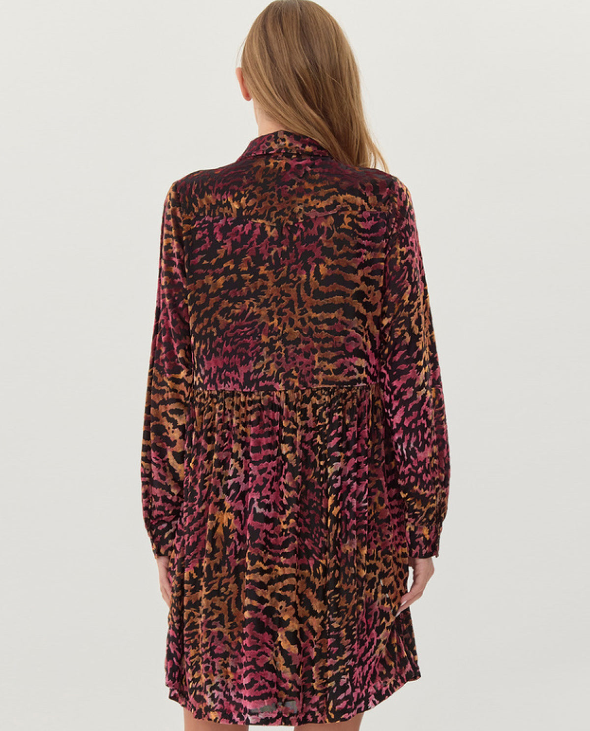 Abstract Animal Print Velvet Dress