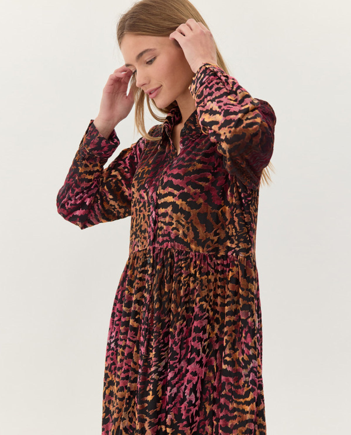 Abstract Animal Print Velvet Dress