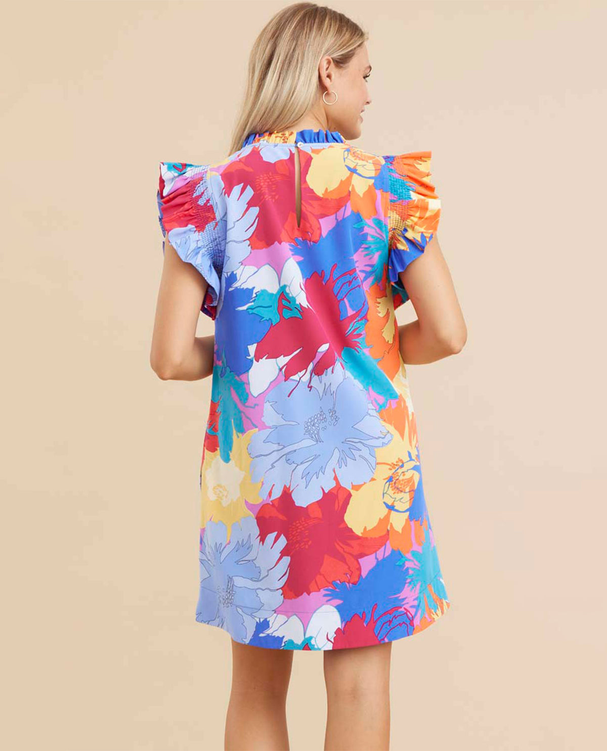 Multi Floral Print Dress with Pockets