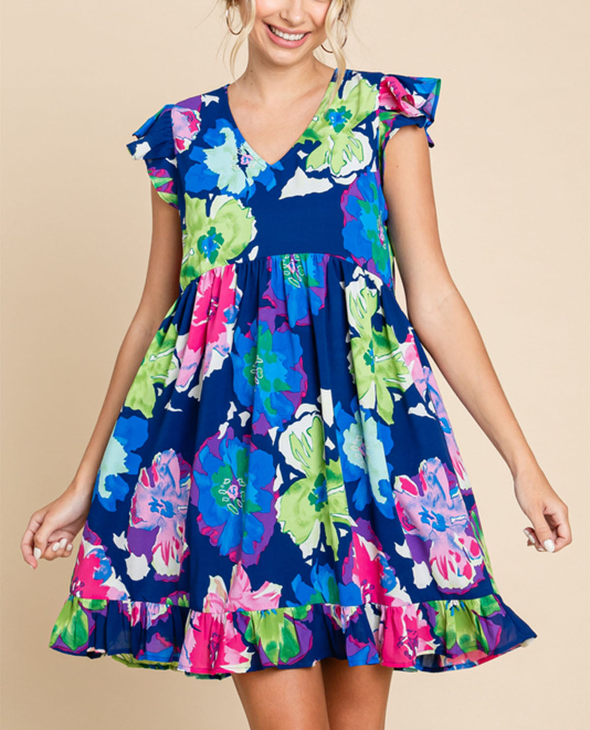 Mixed Floral Print Dress