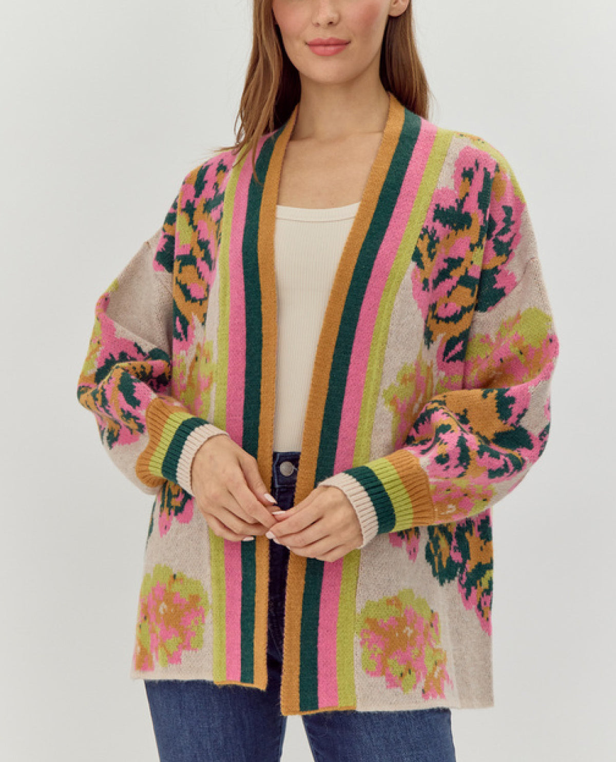 Abstract Print Cardigan Sweater