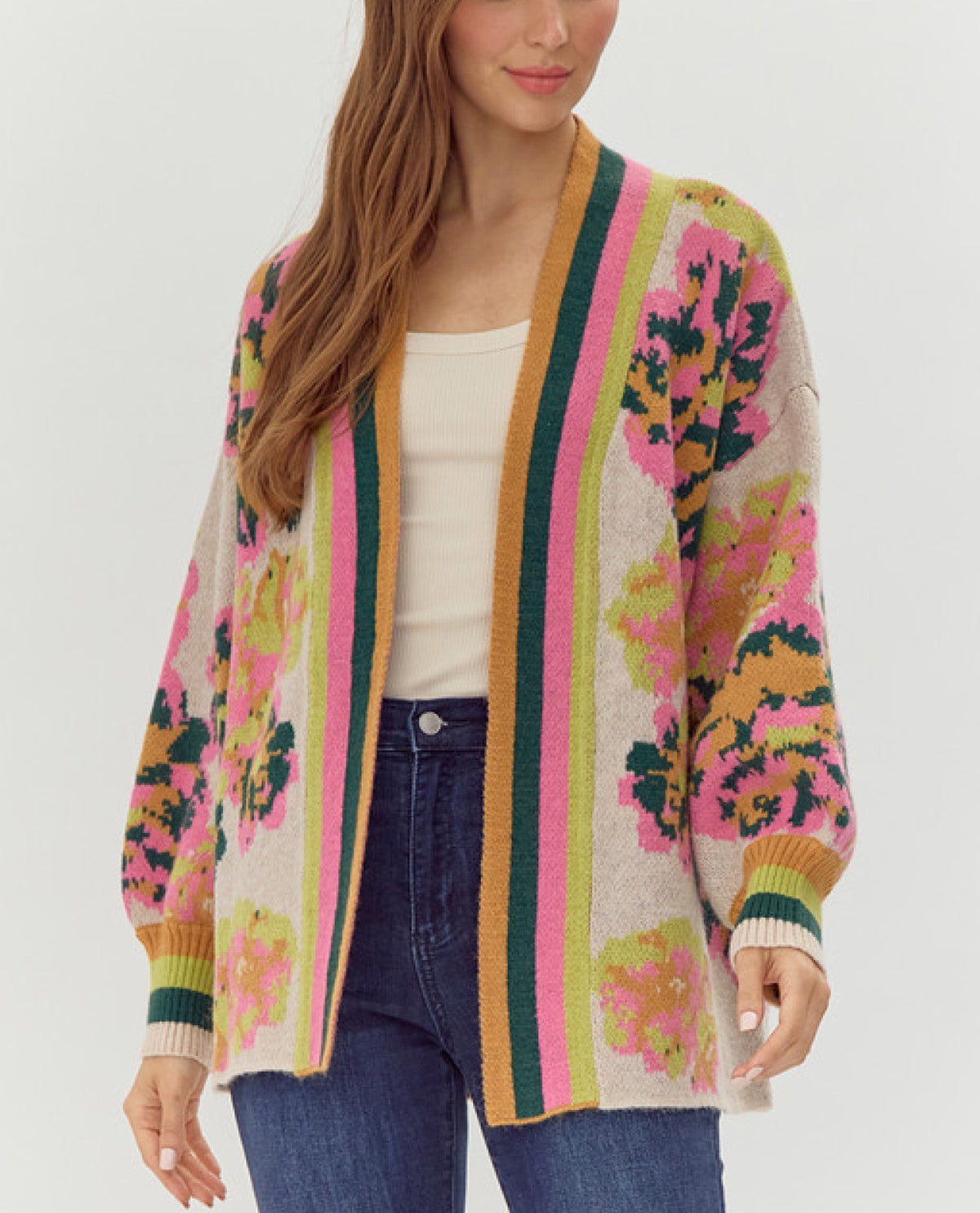 Abstract Print Cardigan Sweater