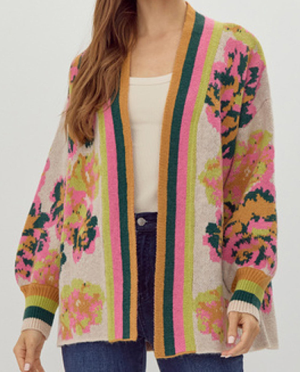 Abstract Print Cardigan Sweater