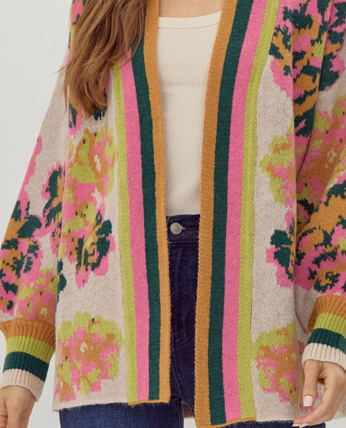 Abstract Print Cardigan Sweater