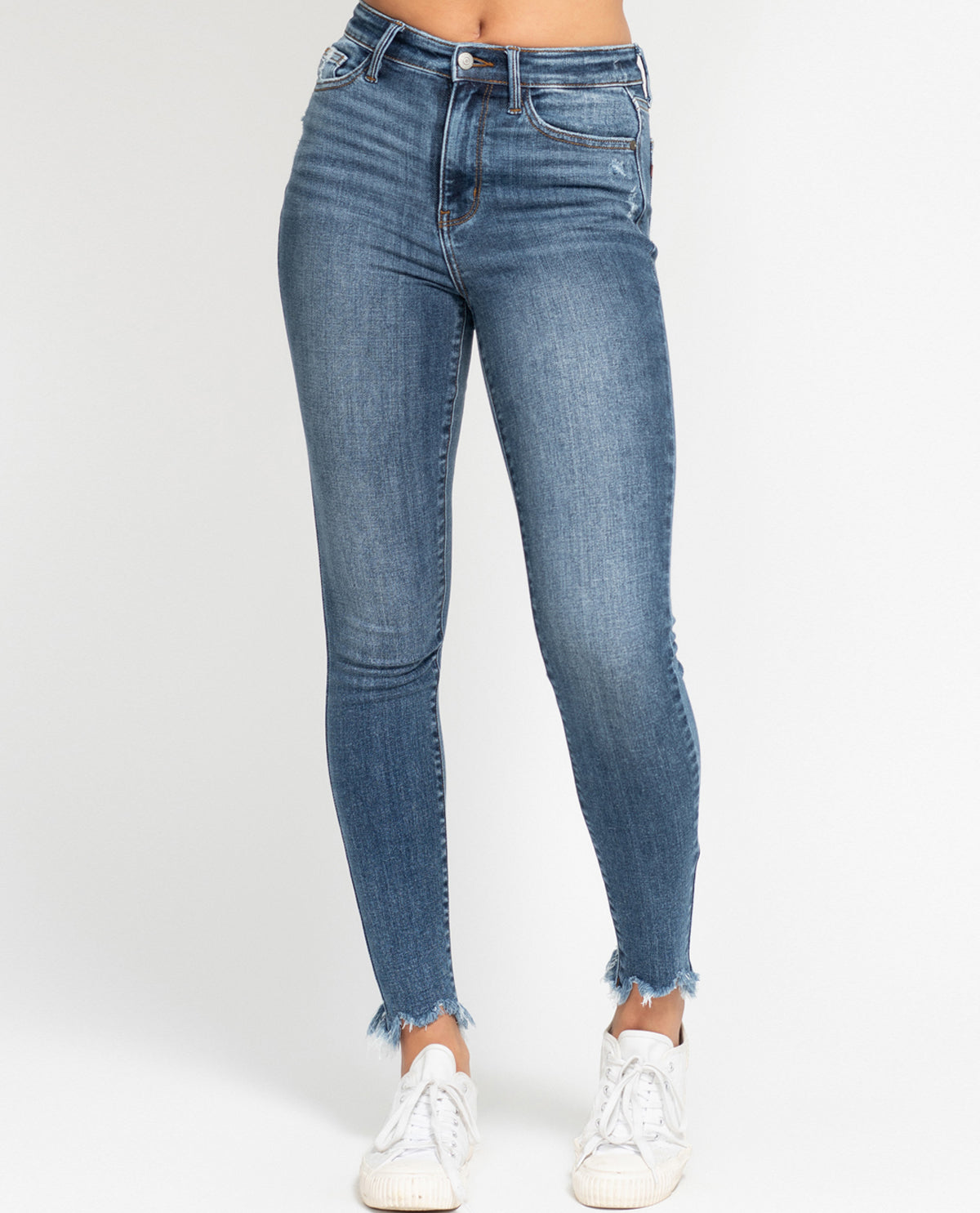 Judy Blue High Waist Destroy Shark Bite Hem Ankle Jean