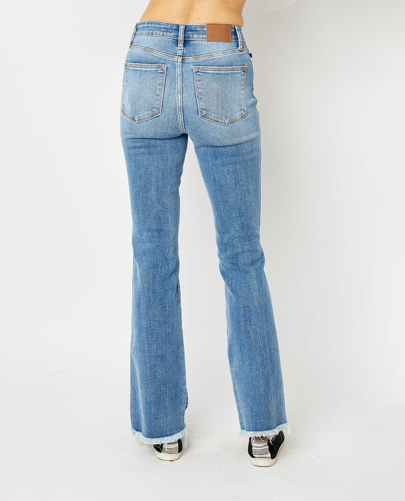 Judy Blue High Waist Destroy Fray Hem Bootcut Jeans