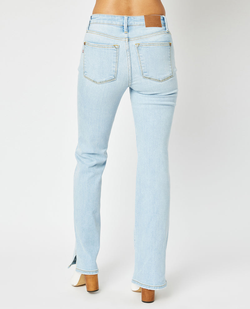 Judy Blue Mid Rise Side Slit Hem Bootcut Jeans