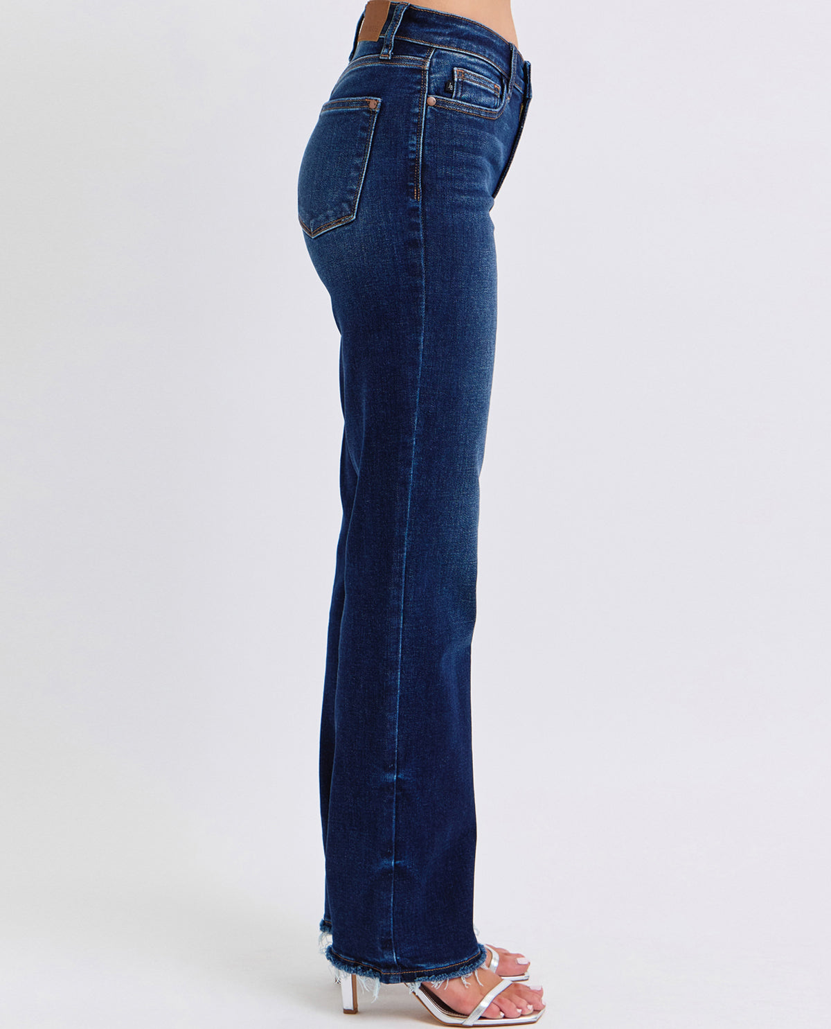 Judy Blue Mid Rise Fray Hem Straight Leg Jean