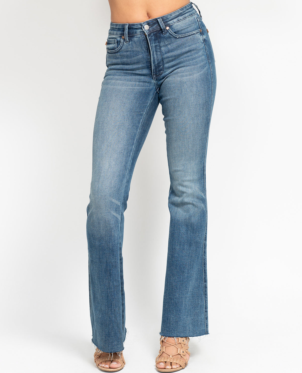 Judy Blue Mid-Rise Tummy Control Hem Flare Jean