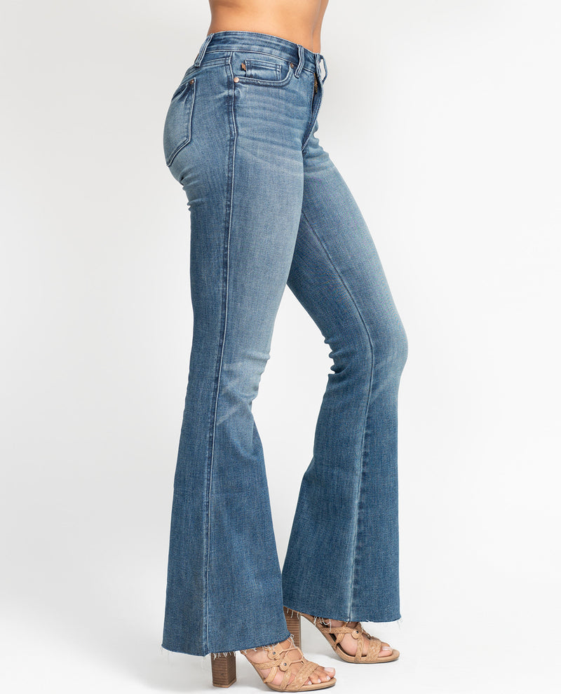 Judy Blue Mid-Rise Tummy Control Hem Flare Jean