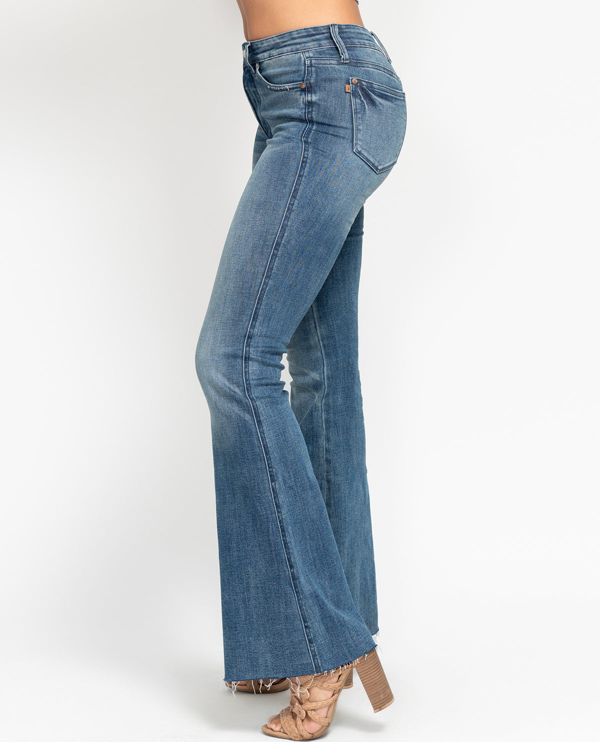 Judy Blue Mid-Rise Tummy Control Hem Flare Jean