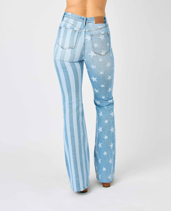 Judy Blue High Waisted Stars & Stripes Flare Jeans