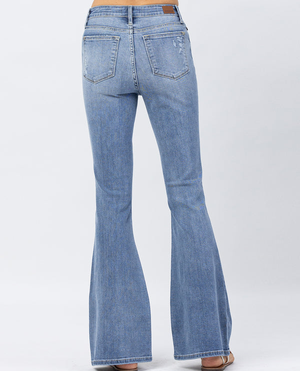 Judy Blue High Rise Destroyed Fit & Flare Jeans