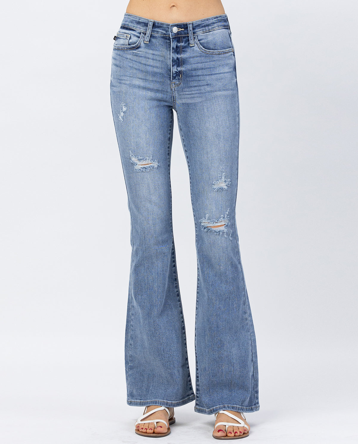 Judy Blue High Rise Destroyed Fit & Flare Jeans