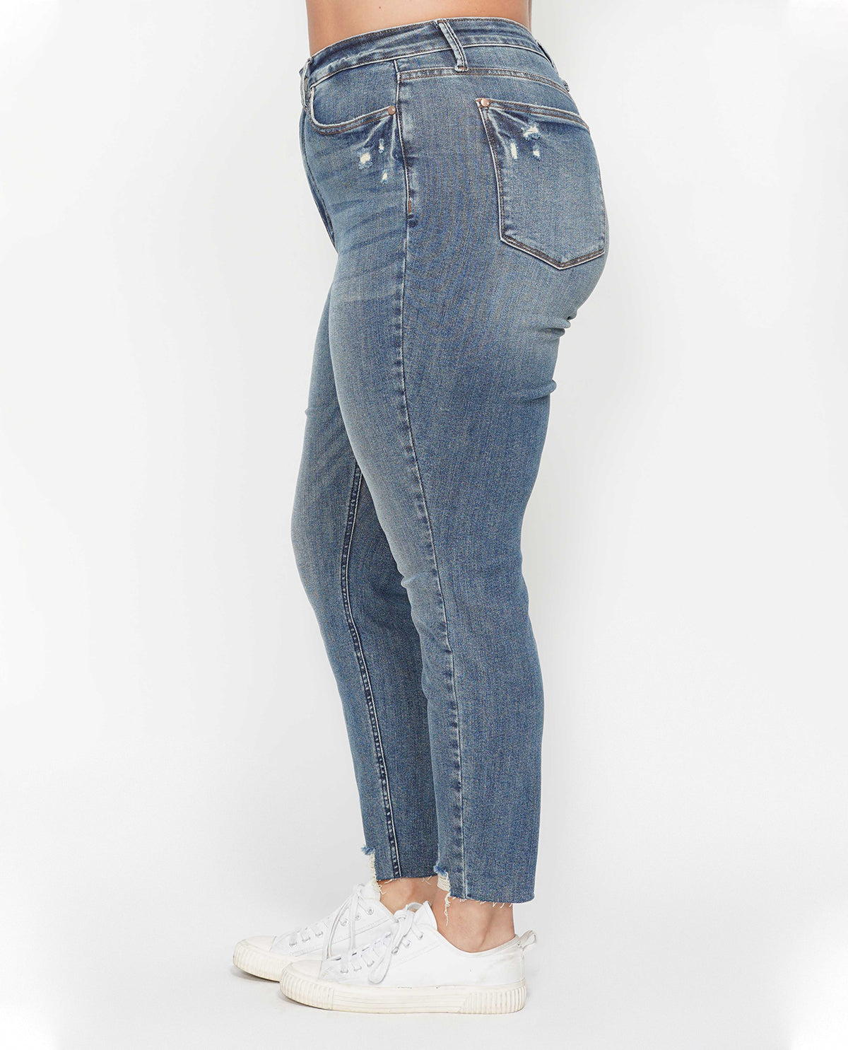 Judy Blue Plus High Waist Tummy Control Destroy Hem Skinny Jean