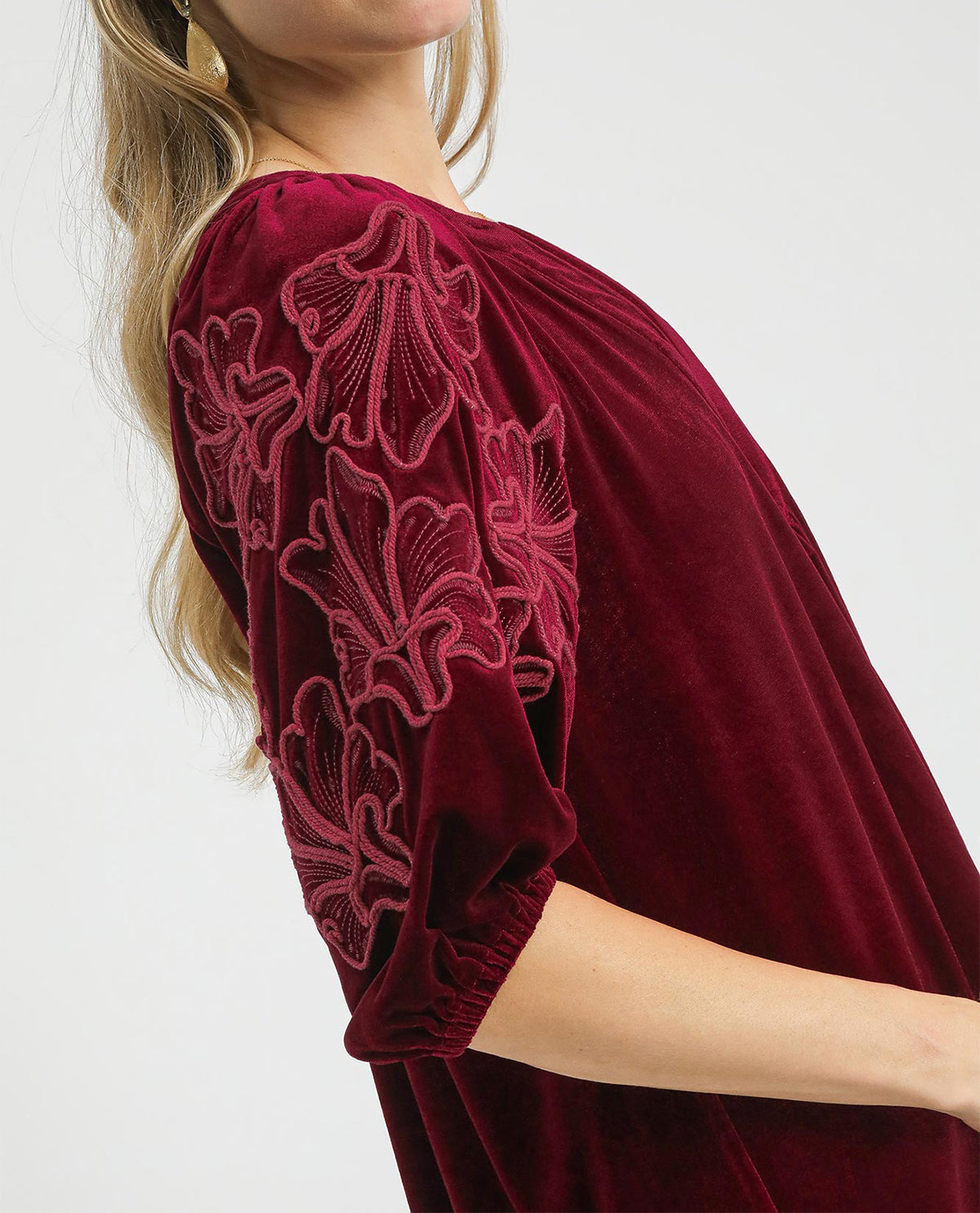 Umgee Velvet Embroidered Dress