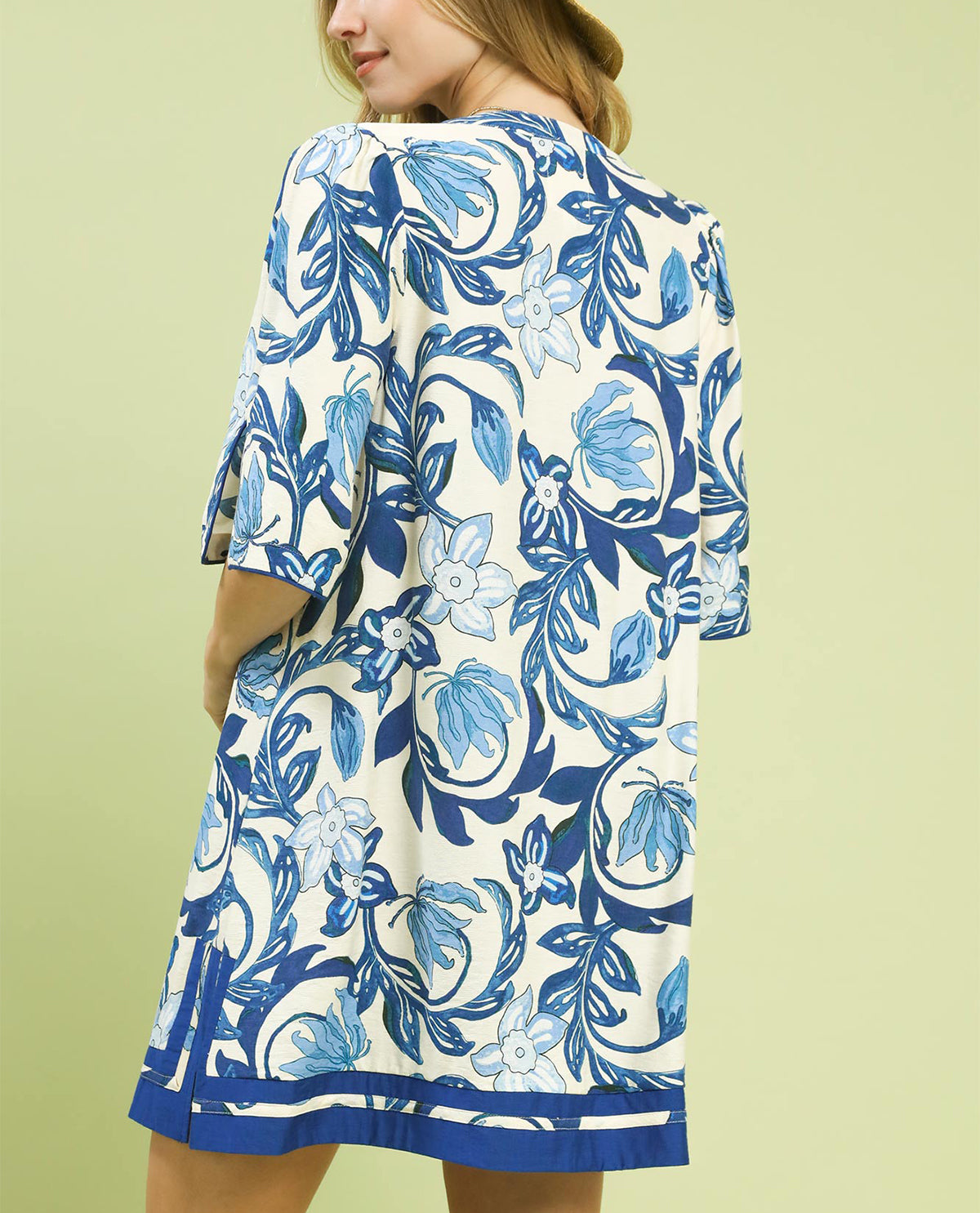 Umgee Floral Dress With Contrast Trim