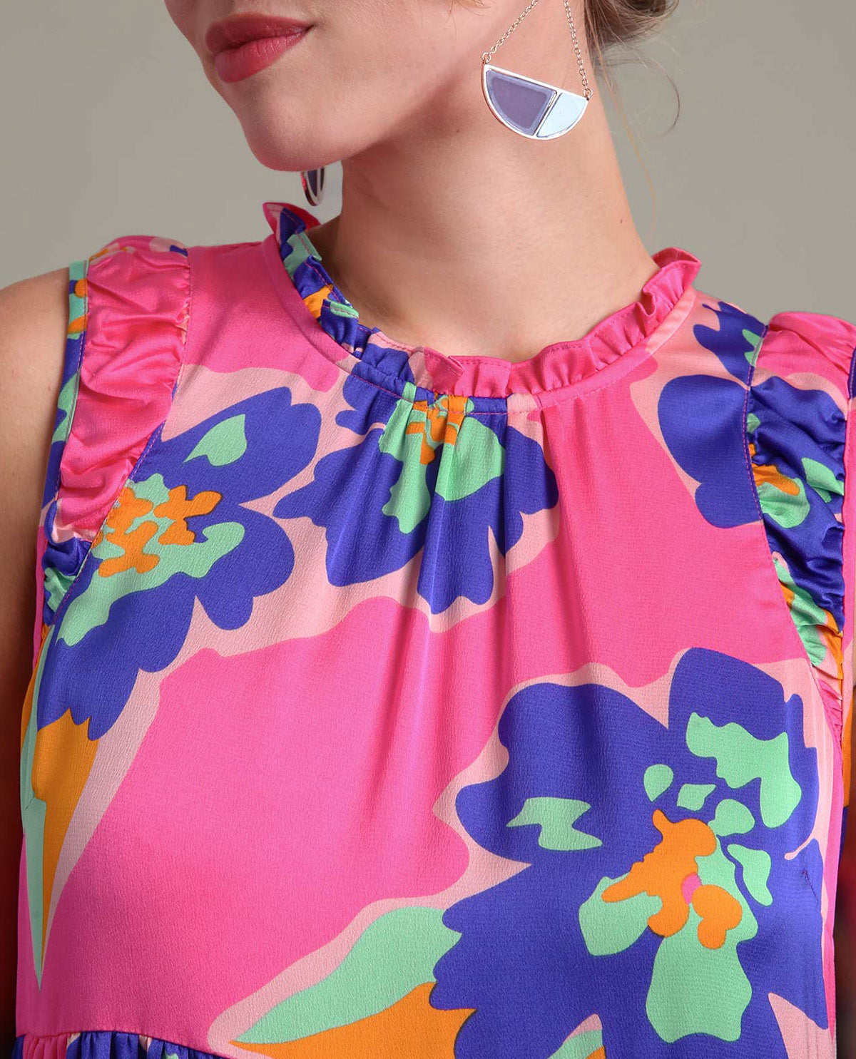 Sleeveless Tiered Maxi Floral Print Dress