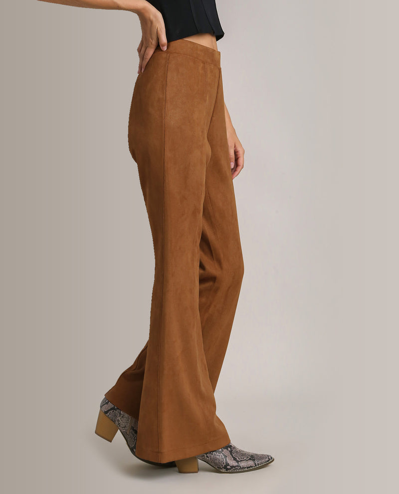 High Waisted Suede Bootcut Pants