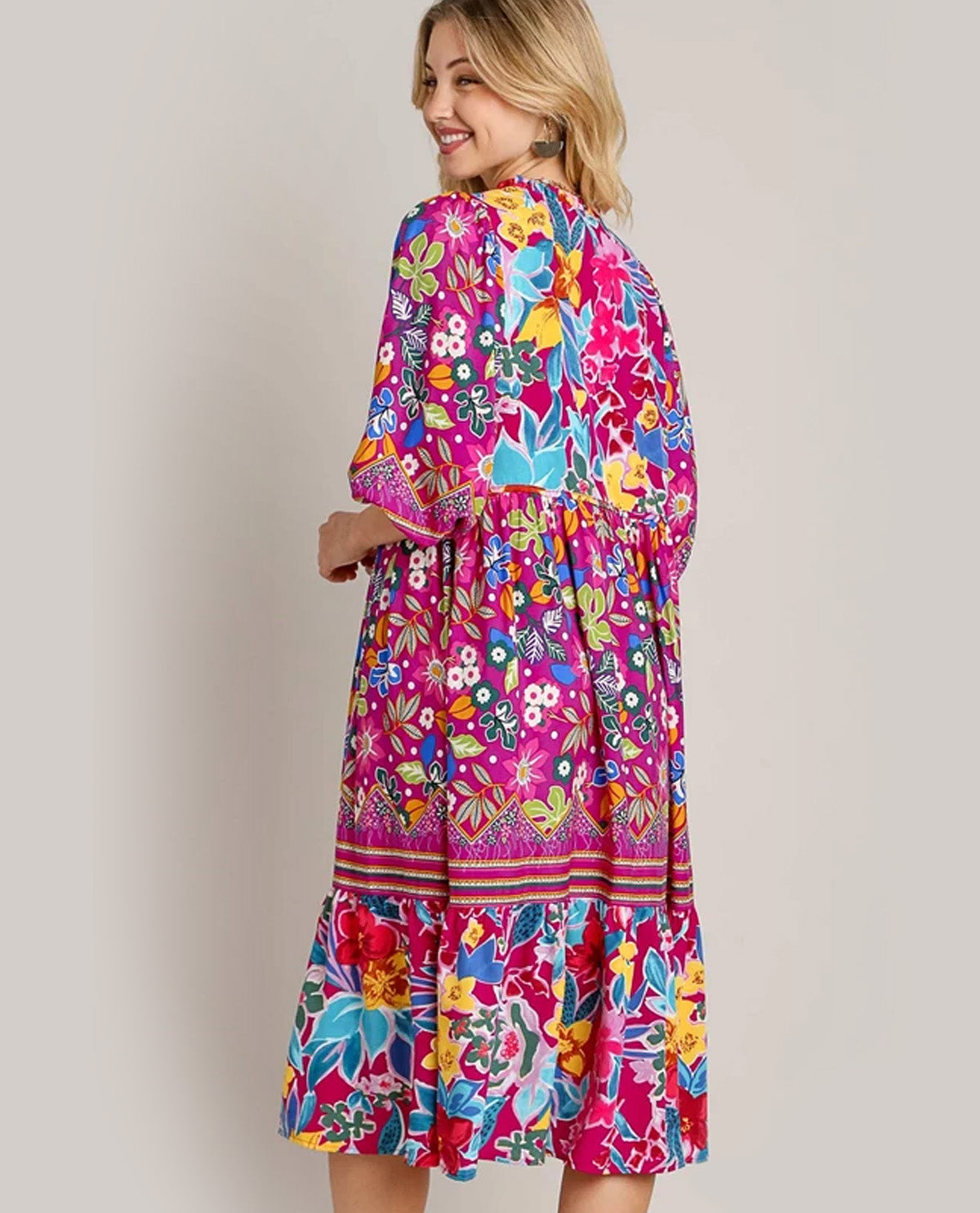 Mix & Match Floral Print Long Sleeve Maxi Dress