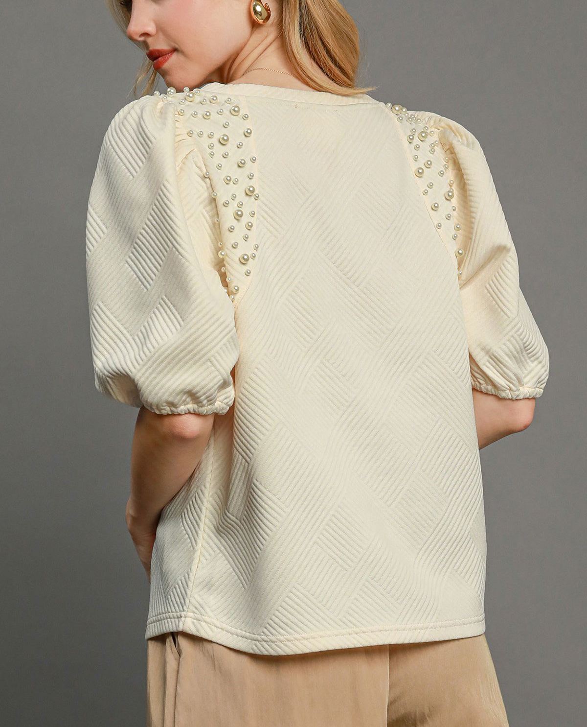 Jacquard Top with Pearl Details