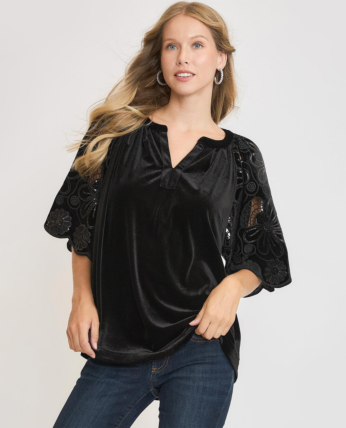 Discount Umgee Off the Shoulder Velvet Top Size Medium