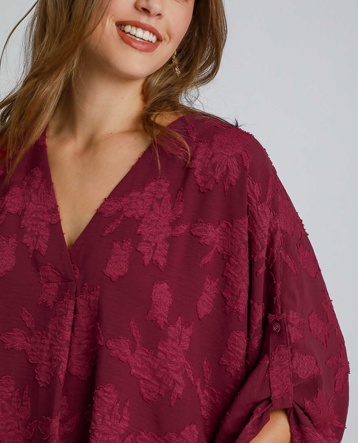 Burnout V-Neck Oversized Floral Top