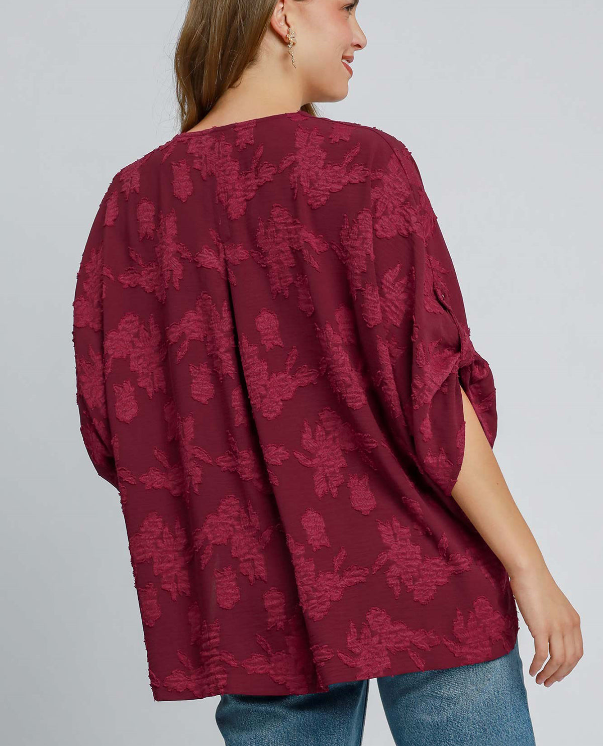 Burnout V-Neck Oversized Floral Top