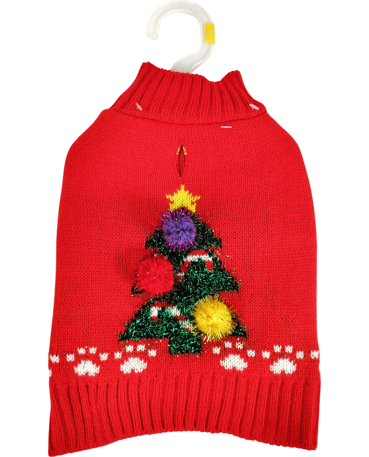 Ugly Christmas Pet Sweater - Solid Red Christmas Tree