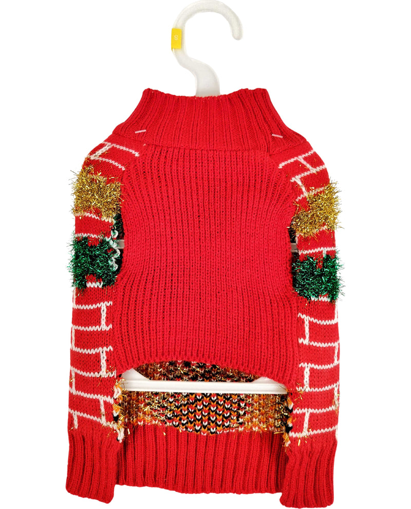 Ugly Christmas Pet Sweater - Fireplace