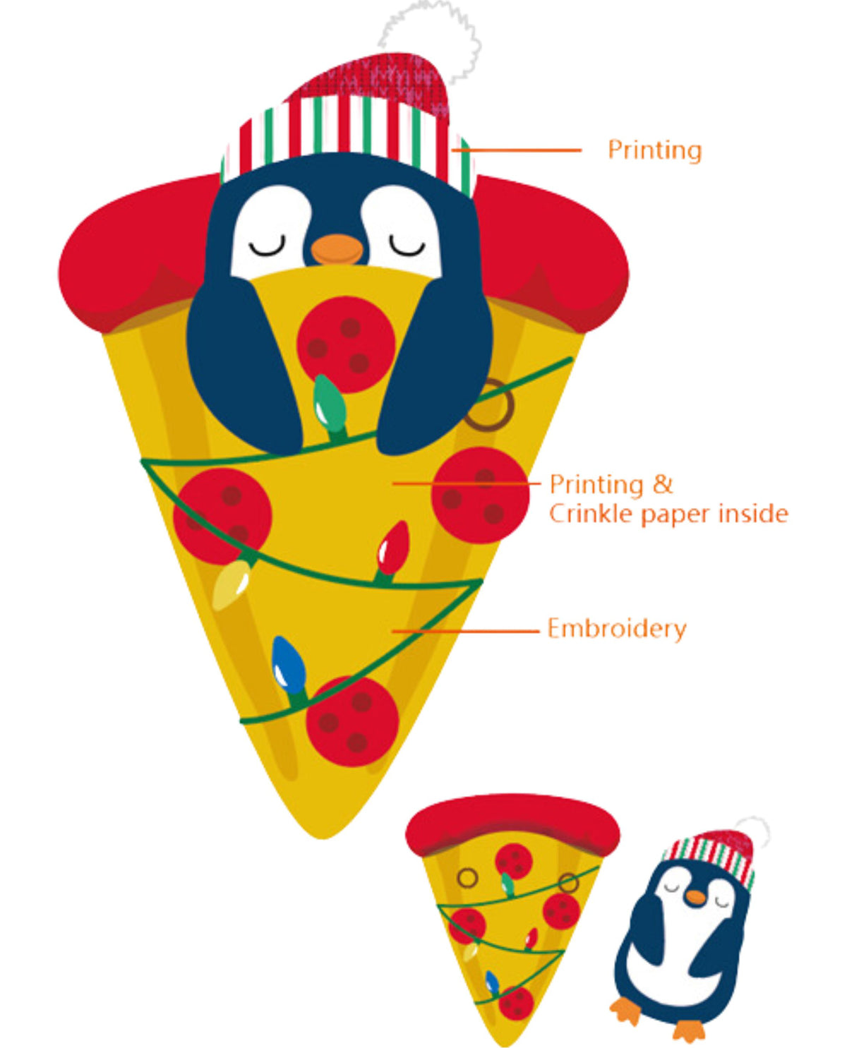 Christmas Penguin & Pizza Blanket Pet Toy