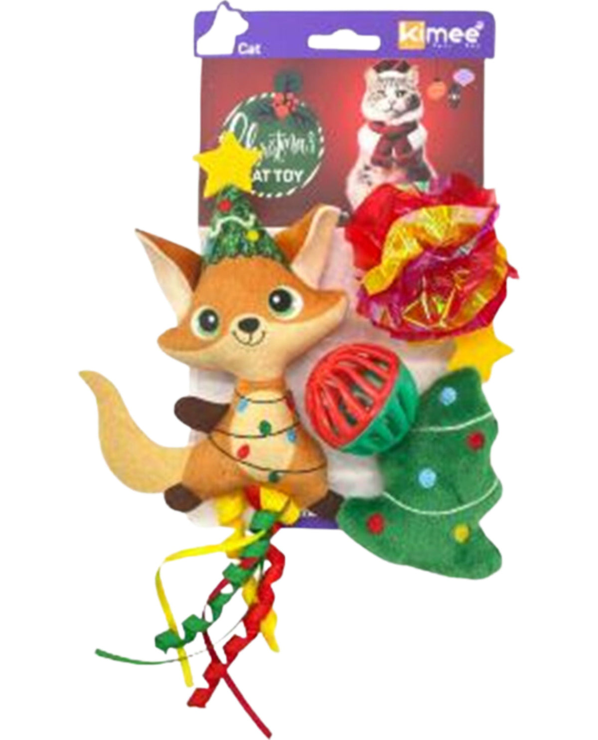 Fox & Christmas Tree Cat Toys - Four Pack