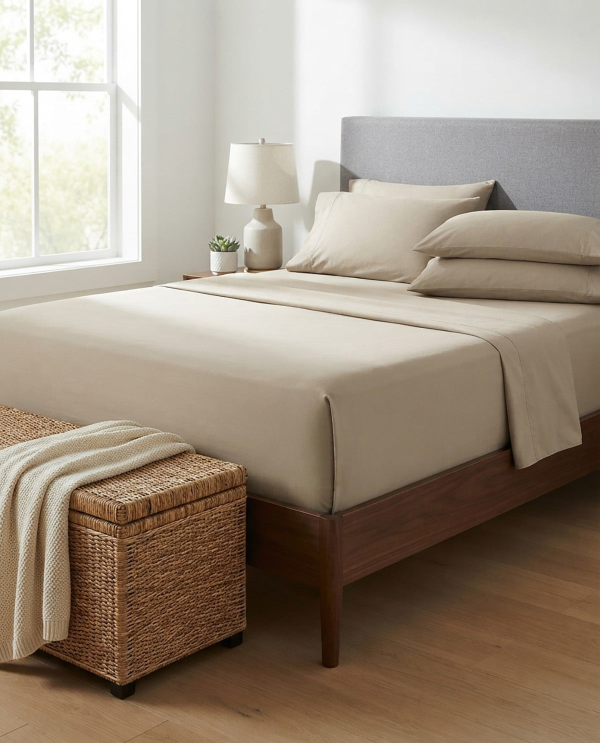 Core Essentials King Oatmeal Soft Washed Sheet Set
