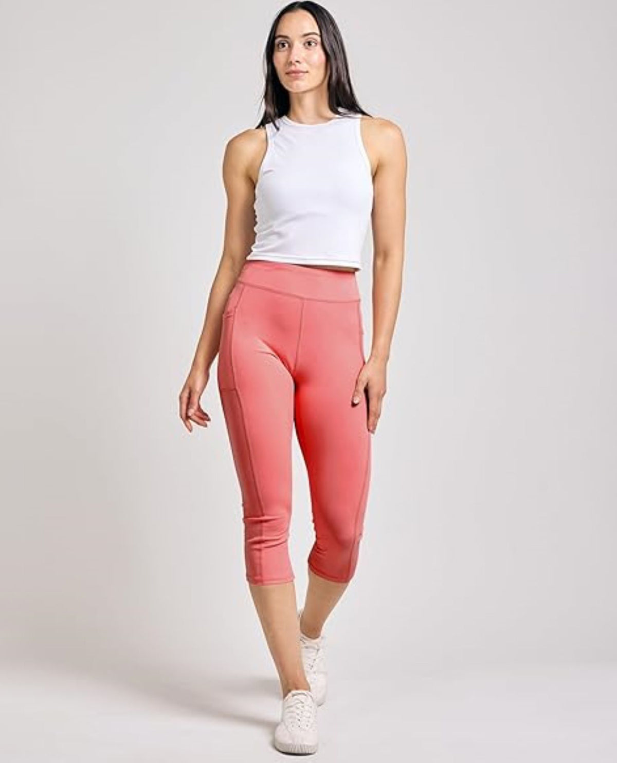 Real Essentials Women's Capri Leggings with Pockets