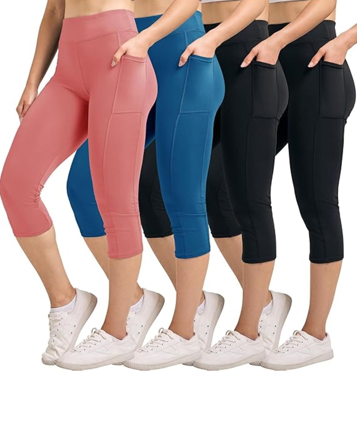 Real Essentials Women's Capri Leggings with Pockets