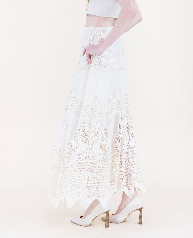 Original USA Crochet Lace Skirt Beige