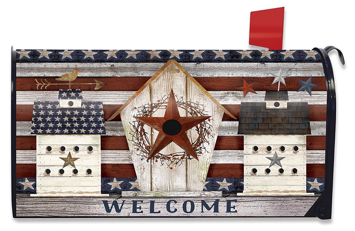 Rustic American Birdhouse Mailbox Cover