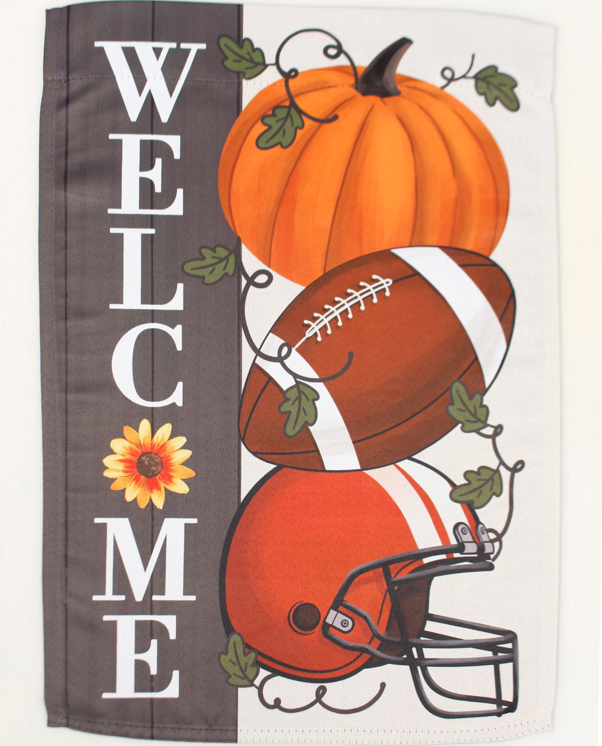 Football & Pumpkin Welcome Garden Suede Flag