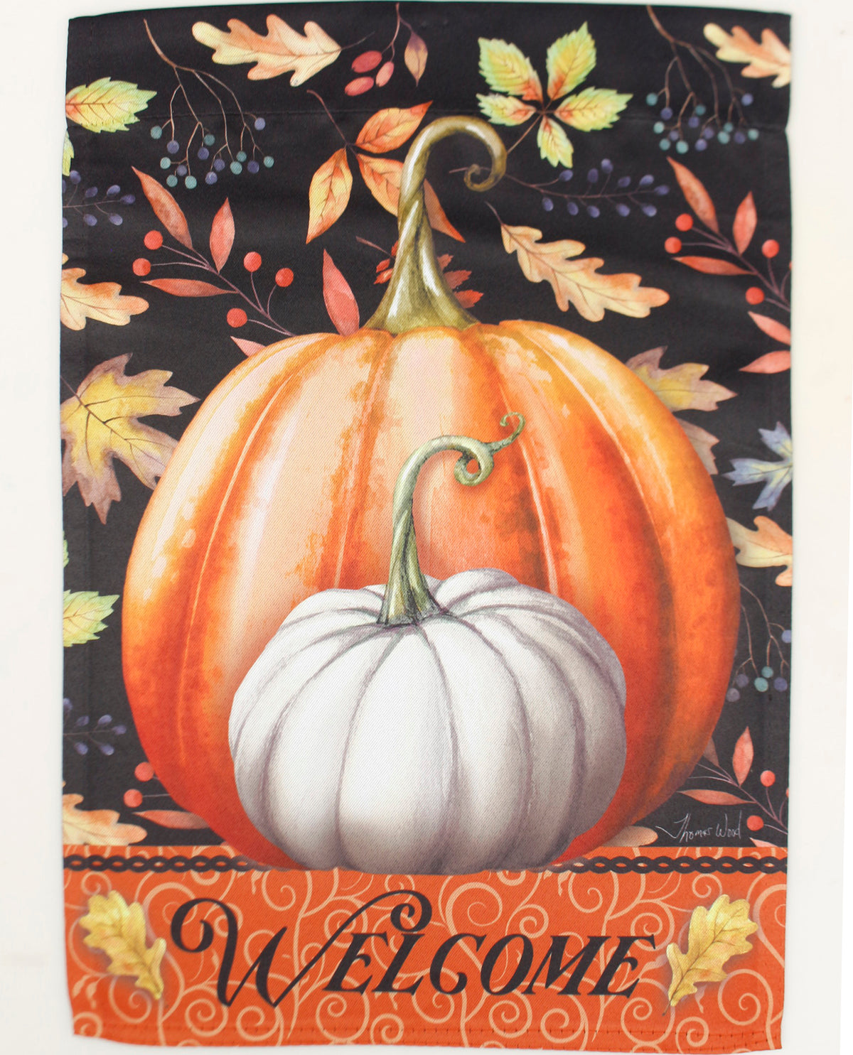 Fall Welcome Pumpkins Suede Garden Flag